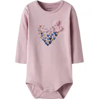 Name it Body l/ä - NbfNiva - Polerad Lilac m. Tryck - - 50 - Body L/Ä