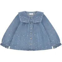 Hust and Claire Skjorta - HCCaroline - Blue Denim m. Strass - - 7 år (122) - Skjorta