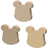 Cam Cam Trägalge - 3-pack - 7x7x6,5 cm - Björn - - One Size - Knopp