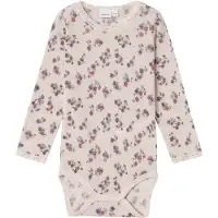 Name it Body l/ä - Ull - Noos - NmfWang - Lilac Ash m. Hålmönste - - 3 år (98) - Body L/Ä