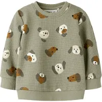 Name it Sweatshirt - Våffeltyg - NbmTimm - Shadow m. Tryck - - 68 - Sweatshirt