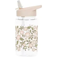 A Little Lovely Company Vattenflaska m. Sugrör - 450 ml - Blommo - - One Size - Vattenflaska