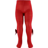 Condor Strumpbyxor m. Velour rosett - Red Velvet - - 3-4 år (98-104) - Strumpbyxor