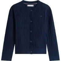 Tommy Hilfiger Cardigan - Stickad - Pointelle - Dark Natt Marinb - - 12 år (152) - Cardigan