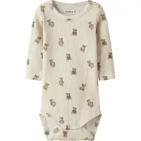 Name it Body l/ä - Rib - Bomull/Modal - NbmDenkab - Peyote Melan - - 68 - Body L/Ä