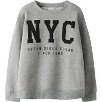 Name It Kids Sweatshirt - NkfBelisso - Grey Melange - - 7-8 år (122-128) - Sweatshirt