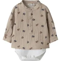 Name it Skjortbody l/ä - NbmDutty - Chateau Gray - - 1 år (80) - Body L/Ä