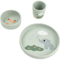 Done by Deer Middagsset - Silikon - Stick &amp; Stay - Elphee Grön - - One Size - Middagsset