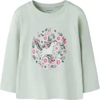 Name it Tröja - NmfVeen - Pale Aqua/Unicorn Blommor - - 2 år (92) - Tröja