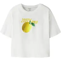 Name it T-shirt - NkfFarinaz - Bright White/Lemon - - 6 år (116) - T-shirt