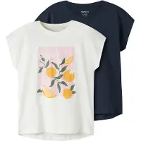 Name it T-shirt 2-pack - NfkVigea - Cloud Dansare/Marinblå Kavaj - - 9-10 år (134-140) - T-shirt