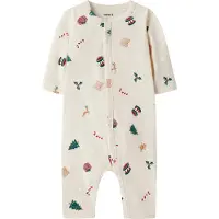 Name it Pyjamasdräkt - NbnVismas - Vithätta Grå/Jula AOP - - 50 - Pyjamasdräkt