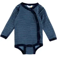 Joha Omlottbody l/ä - Ull - Blå m. Ränder - - 60 - Body L/Ä