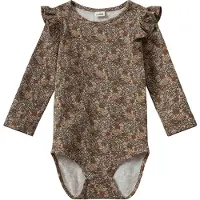 Sofie Schnoor Body l/ä - DicteSB - Brown m. Blommor - - 2 år (92) - Body L/Ä