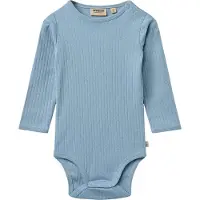 Wheat Body l/ä - Rib - Berti - Faded Denim - - 1 år (80) - Body L/Ä