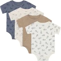 Pippi Baby Bodies k/ä - 4-pack - Flint Stone - - 74 - Body K/Ä