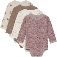 Pippi Baby Bodies l/ä - 4-pack - Violet Ice - - 1 år (80) - Body L/Ä