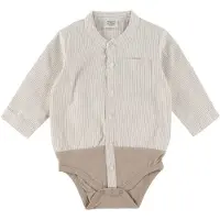 Hust and Claire Skjortbody l/ä - Bertil - Beige/Off White - - 74 - Body L/Ä