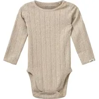 Sofie Schnoor Body l/ä - DicteSB - Beige m. Hålmönster - - 74 - Body L/Ä