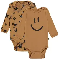 Molo Body l/ä - 2-pack - Foss - Jordnära stjärnor - - 74 - Body L/Ä