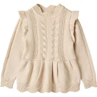 Fliink Tröja - Stickad - Viskos - Alilly Peplum - Sandshell - - 86 - Tröja