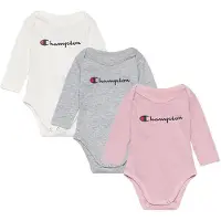 Champion Body l/ä - 3-pack - Dusty Rose/Grå Melerad/Vit - - 68/74 - Body L/Ä