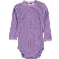 Joha Body - Ull/Silke - l/ä - Lila m. Hålmönster - - 100 - Body L/Ä