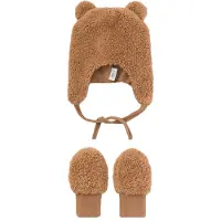 Name it Set - Mössa/Vantar - Teddy - NbnMatuta - Chipmunk - - 34-39 cm - Mössa
