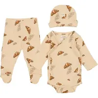 VACVAC Gåvoset - Byxor m. Fot/Mössa/Body l/ä - Rib - Croissant - - 50 - Body L/Ä