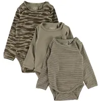 Sofie Schnoor Body l/ä - 3-pack - Dusty Green - - 74 - Body L/Ä