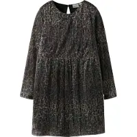Name it Klänning - Plissé - NkfRisaring - Seal Brown/Leo - - 11 år (146) - Klänning
