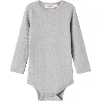 MarMar Body l/ä - Rib - Modal - Noos - Ljustgråmelerad - - 1½ år (86) - Body L/Ä