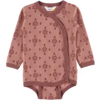 Joha Omlottbody l/ä - Ull/Bomull - Rose m. Snöflingor - - 70 - Body L/Ä