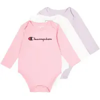 Champion Body l/ä - 3-pack - Prisma Rosa - - 74/80 - Body L/Ä