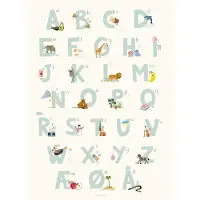 ViSSEVASSE Affisch - 50x70 - Alphabet Blue Danish - - One Size - Affisch