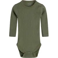 Hust & Claire Body l/ä - Berry - Rib - Ull - Dusty Green - - 50 - Body L/Ä