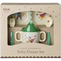 Rice Middagsset - Melamin - 4 Delar - Hero/Grön - - One Size - Middagsset