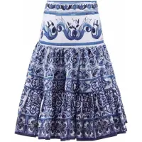 Dolce&Gabbana Kjol - Blu Mediterraneo - Vit m. Blå - - 5 år (110) - Kjol