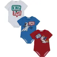 Dolce&Gabbana Bodies k/ä - 3-pack - Blå/Röd/Vit - - 9-12 mån - Body K/Ä