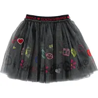 Dolce&Gabbana Tyllkjol - Mörkgrå m. Tryck/Lappar - - 8 år (128) - Kjol