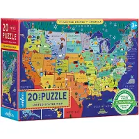 Eeboo Pussel - 20 Bitar - Stater i USA - - One Size - Pussel