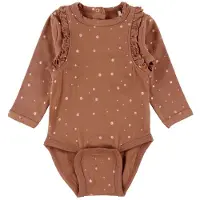Minymo Body l/ä - Brun m. Prickar - - 68 - Body L/Ä