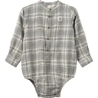 Sofie Schnoor Skjortbody - Khaki m. Rutor - - 62 - Body L/Ä
