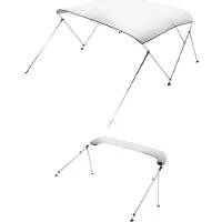 Vevor Biminitopp för båt med 3 bogar, 600D polyesterkapell med aluminiumram, vattentätt och solskyddande båtmarkiskapell med förvaringsväska, 2 stödstänger, 4 remmar, 1,8 m L x 132 cm B x 122 cm H, lj