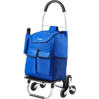 Vevor Trappklättrare Trolley Dolly, 36L Hopfällbar Kundvagn, Livsmedelsvagn Tvätt Trappklättring Handvagn med 6 Hjul &amp; Oxford Tygväska, Hopfällbar Vagn för Shopping Livsmedel Tvätt Klättring