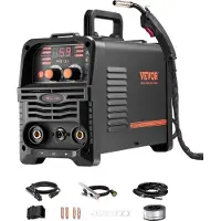 Vevor MIG-svets, 130 Amp synergisk MIG-svetsmaskin, 3-i-1 MIG/Stick/Lift TIG multiprocesssvetsmaskin med flusskärna, bärbar MIG-svets med IGBT-inverterteknik och digital skärm
