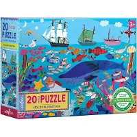 Eeboo : Sea Exploration 20 Piece Big Puzzle Perfekt projekt fr sm hnder AIDS i utveckling av mnsterform och frgigenknning erbjuder barn en u