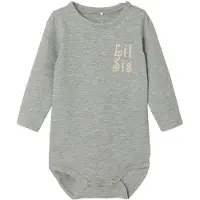 Name it Body l/ä - NbfLaby - Grey Melange - - 62 - Body L/Ä