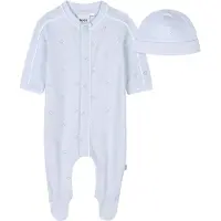 BOSS Gåvoset - Onesie/Mössa - Ljusblå m. Logotyper - - 6 mån - Onesie