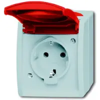 ABB 2CKA002083A0825 Skyddskontaktuttag med lock IP44 Röd, Rubinröd